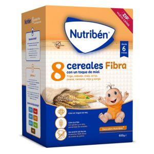 Nutribén papilla 8 cereales y miel fibra 600 g