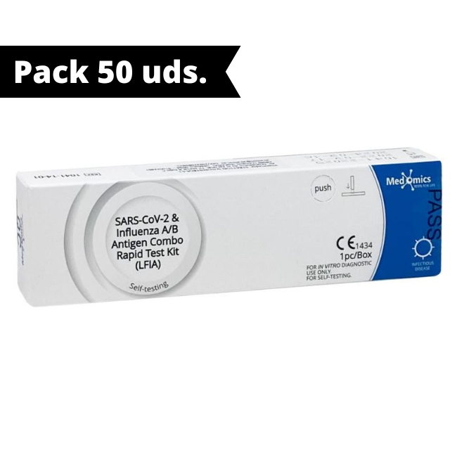 Test Covid y gripe 5 UND + Pack 50 FFP2